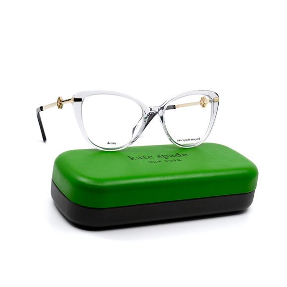NEW KATE SPADE FLAVIA GREY CRYSTAL GOLD AUTHENTIC EYEGLASSES FRAME - Picture 1 of 9
